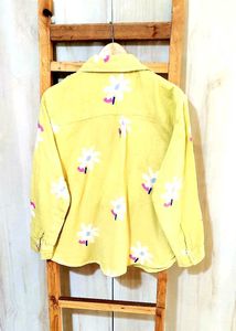 Light Yellow Cotton Printed Shirt Size-40
