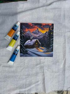 Mini Cabin in Winter Artwork Painting