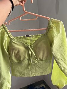 Green Tie-Front Top