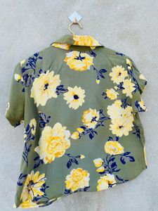 Flower Print Casual Crop Top