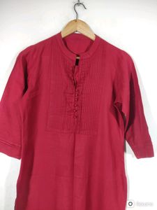 Red Plain Casual Kurta(Women)