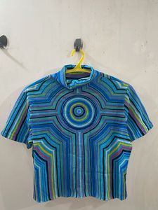 Vintage Geometric Print Crop Top