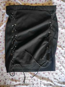 Black Lace-Up Mini Skirt