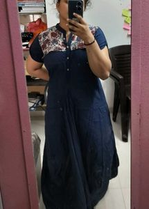 Navy Blue Floral Accent Dress