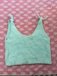 Fuzzy Mint Green Crop Top