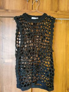 Brand New Black Mesh Top