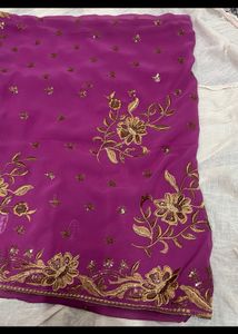 Magenta Saree Without Blouse