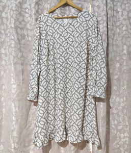 White Patterned Formal Dress - 3XL
