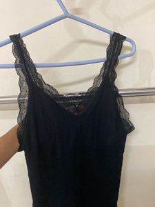 Black Lace Trim Tank Top