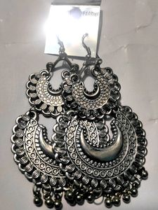 Oxidised Ear Long Jhumkas