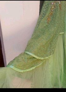 Green Embellished Tiered Dress