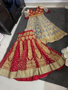 Red & Gold Embroidered Lehenga Set