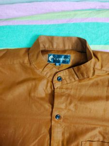 Men Regular Fit Solid Mandarin Collar Casual Shirt