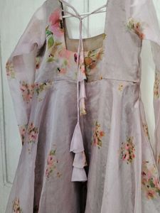 Floral flared kurta organza