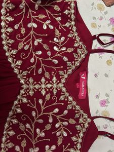 Floral Embroidered Anarkali Kurta With Dupatta