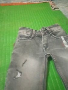 Gray Distressed Denim Jeans