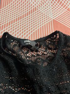 Black Lace Open Netted Top