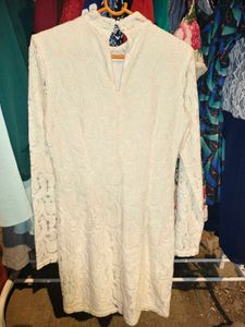 Elegant White Lace Bodycon Dress S-M