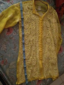 l Yellow Chikankari Kurta -Price Drop Till 1 Am