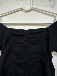 Black Off-Shoulder Crop Top
