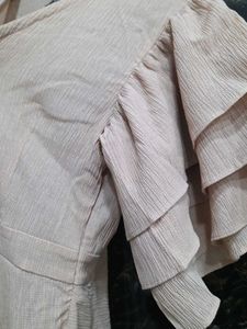 Ruffled Sleevs Fit And Flare Dress