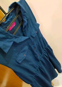 Blue Cinched Waist Dress
