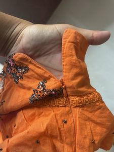 Orange Beaded Halter Top
