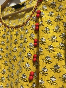 Yellow Printed Kurta