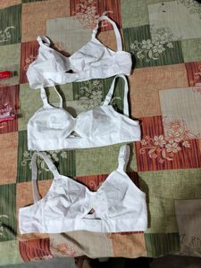 White Cotton Bras - Set of 3
