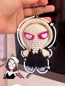 Gwen Stacy Spiderman Crochet Keychain!!