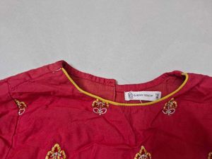 Red &amp; Yellow Embroidered Shrara Set