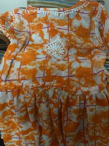 Orange Embroidered Kurta