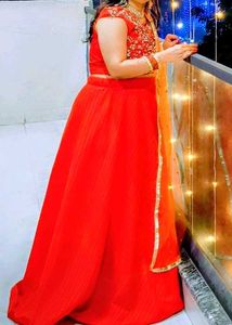 ❤️ Orange colour off shoulder lahenga 🧡