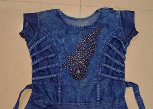 Cute Denim Fit &amp; Flare Dress