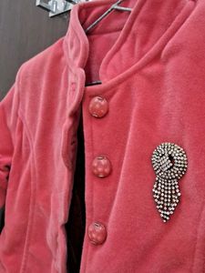Girls' Cute Pink Velvet Coat