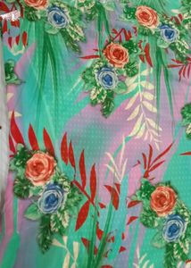 Green Flower Printed Saree