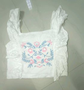 Floral Embroidered Ruffle Tank