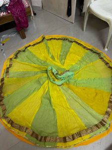 Bright Yellow &amp; Green Lehenga Skirt