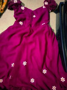 Maroon Floral Detail Top