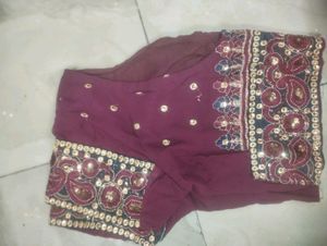 Maroon &amp; Green Embellished Saree