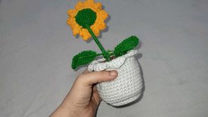 Handmade Crochet Sunflower With pot
