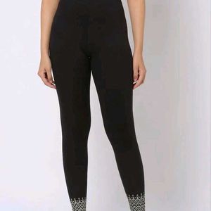 Gold Printed Black Leggings