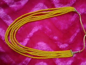 Yellow 5 Strings Crystal Stone Beads (Jewellery) Necklace