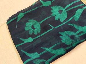 Navy Blue Floral Saree