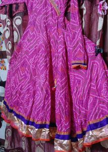 Pink Bandhani Angrakha Dress
