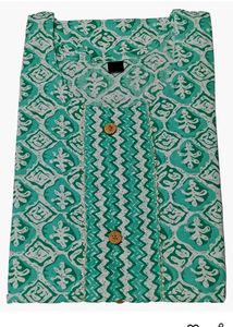 Green Printed Cotton Kurta