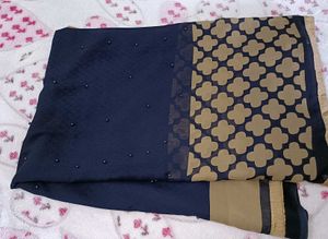 Navy Blue Georgette Saree!