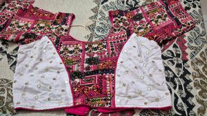 White &amp; Pink Chaniya choli with duppata