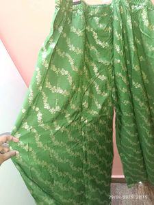 Free Size Green Full Flared Palazzos