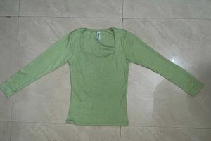 Green Full Sleeve Fitted Top